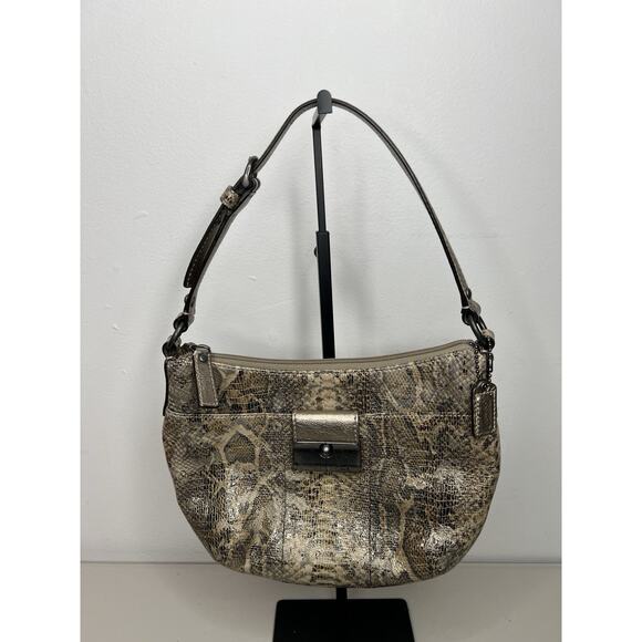 Coach Hobo Kristin Shoulder Bag Python Snake Print Leather Purse - Picture 1 of 10